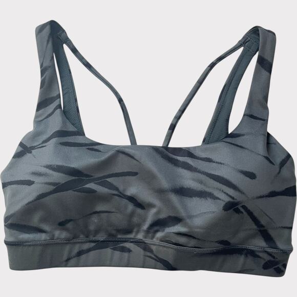 Athleta A-C Exhale Bra Powervita Grey Black Size Small Strappy Lightly Padded - Picture 6 of 6